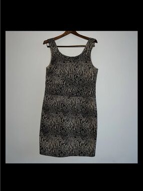 Michael Kors Sleeveless Snake-Print Sheath Dress - Black & Cream 6